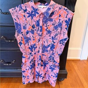 Karlie Pink and Blue Floral one piece short jumper